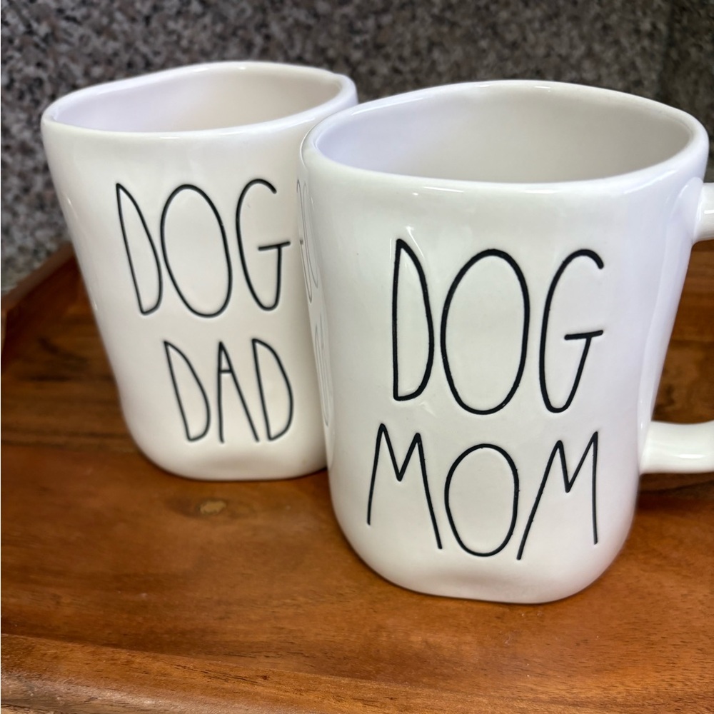 Dog Mom and Dog Dad White Mugs